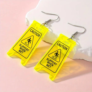 CAUTION! Wet Floor Earrings