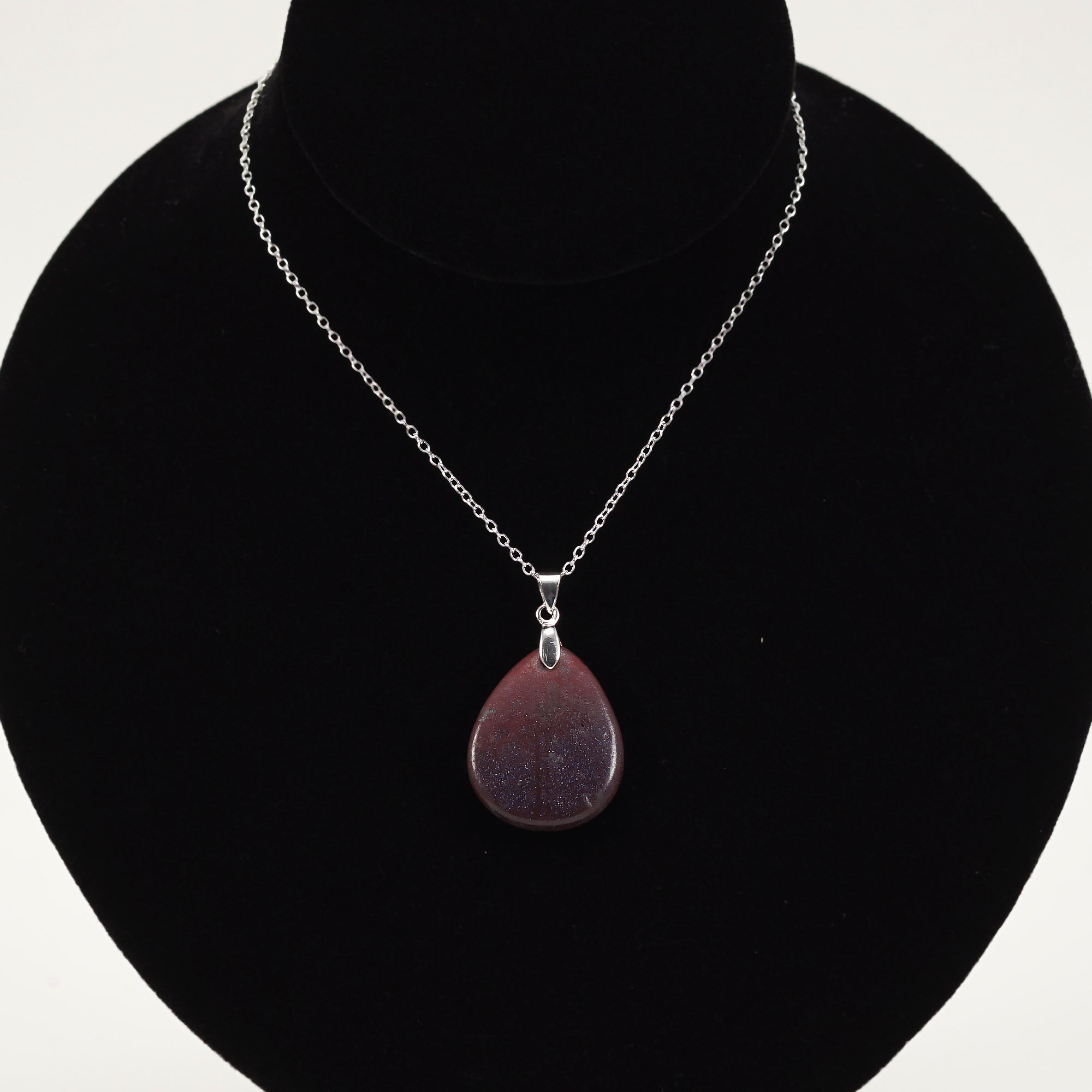 Purple/Maroon goldstone teardrop Necklace