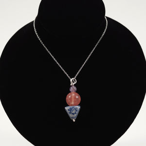 Amethyst, Quartz and Blue Pottery Necklace