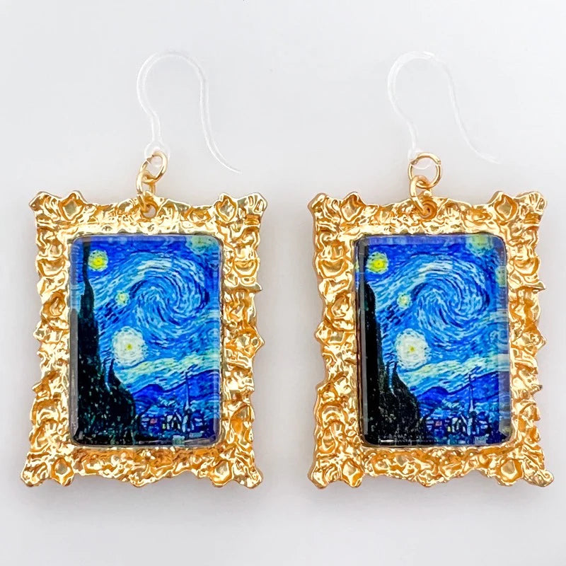 Framed "Starry Night" Art Earrings