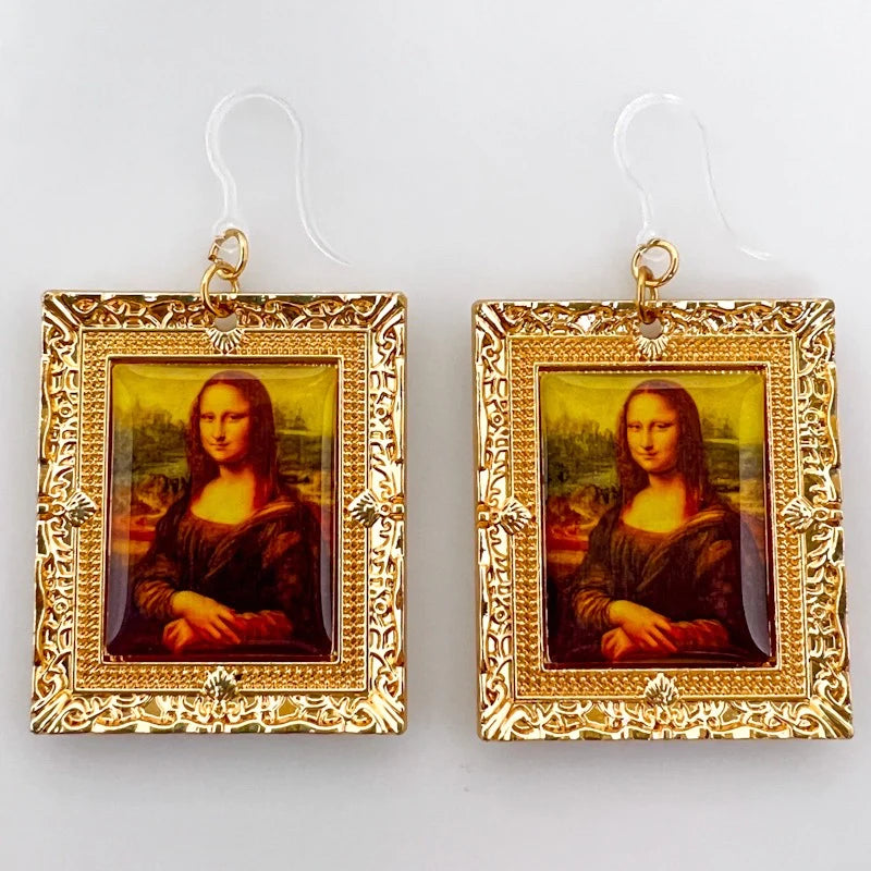 Framed "Mona Lisa" Art Earrings