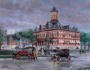 "Down by the Courthouse" lithograph